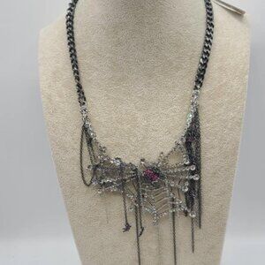 Betsey Johnson Crystal Spider Web Necklace NWT!  NEW!  Halloween